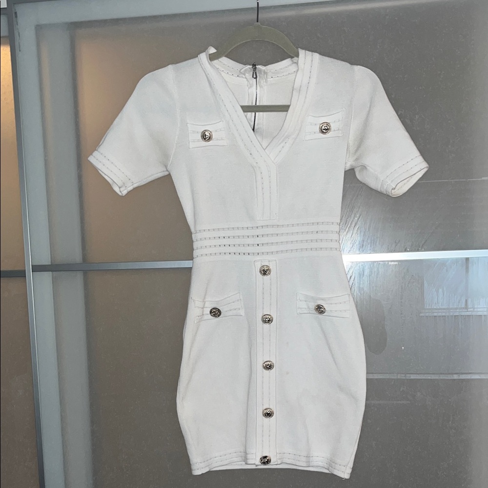 Elegant White Button-Down Dress